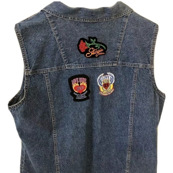 STURGIS 2003 DENIM VEST Love Ride Women’s Biker Motorcycle Size Large - Picture 1 of 6
